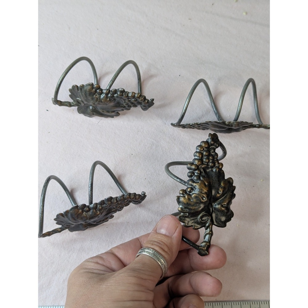 4‎ lot Grape leaf leaves antique gold napkin rings holder tablescape table decor